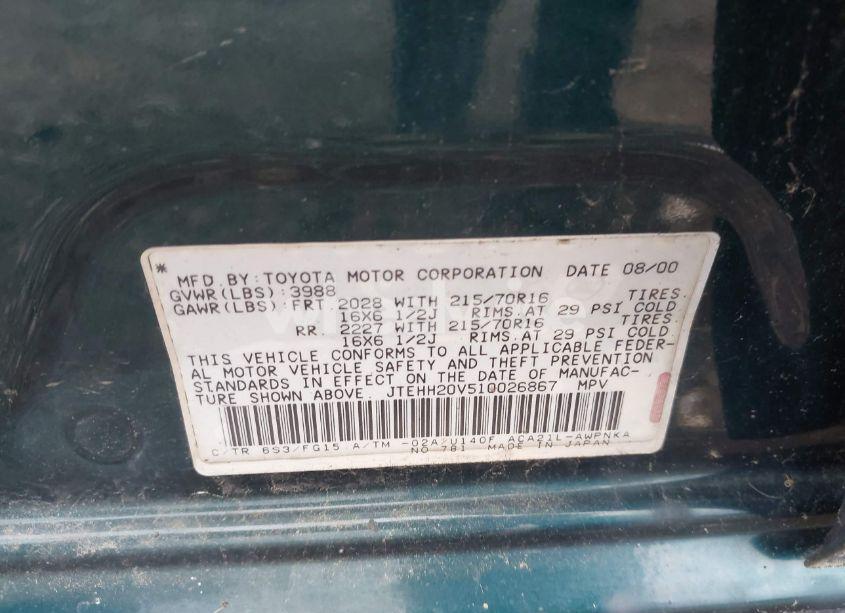 Photo 9 of 2001 Toyota Rav4 (VIN JTEHH20V510026867)