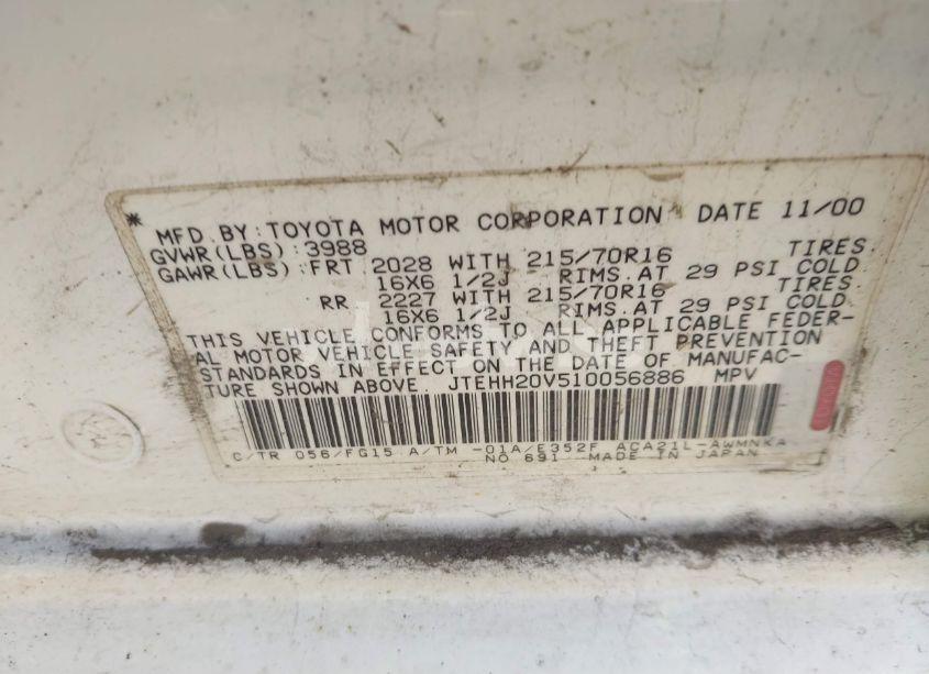 Photo 9 of 2001 Toyota Rav4 (VIN JTEHH20V510056886)