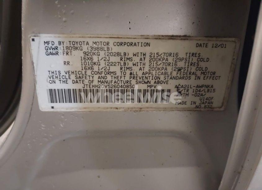 Photo 9 of 2002 Toyota Rav4 (VIN JTEHH20V526040850)