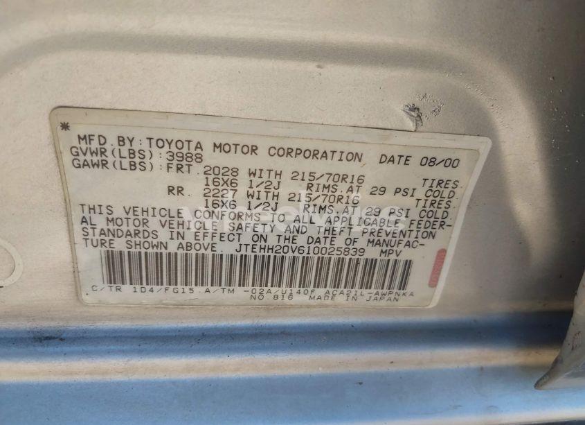 Photo 9 of 2001 Toyota Rav4 (VIN JTEHH20V610025839)