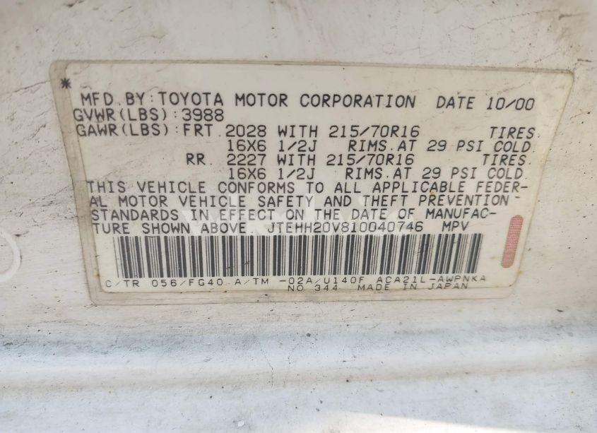 Photo 9 of 2001 Toyota Rav4 (VIN JTEHH20V810040746)