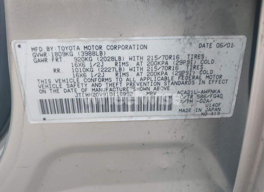 Photo 9 of 2001 Toyota Rav4 (VIN JTEHH20V910116992)