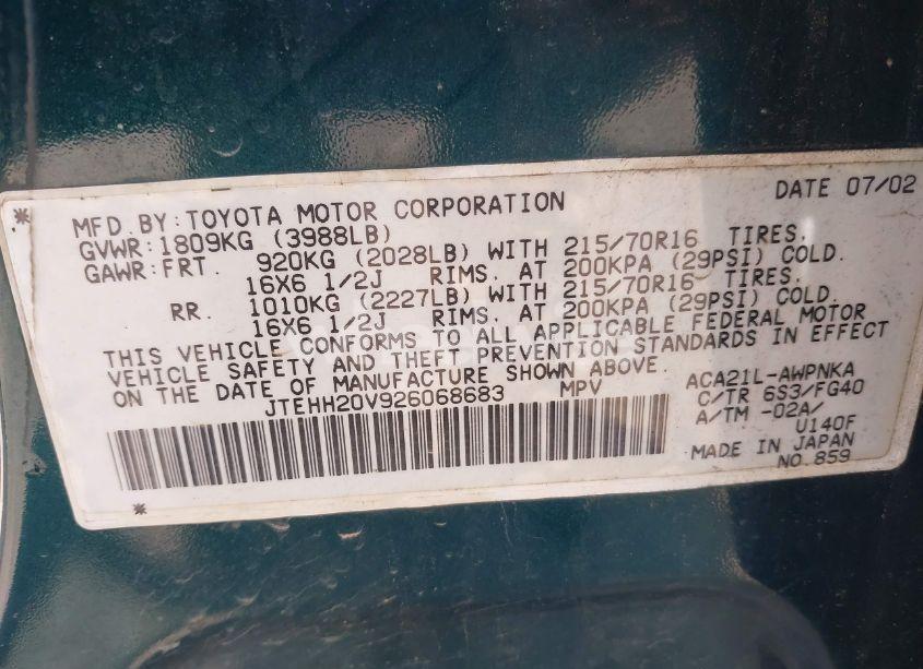 Photo 9 of 2002 Toyota Rav4 (VIN JTEHH20V926068683)