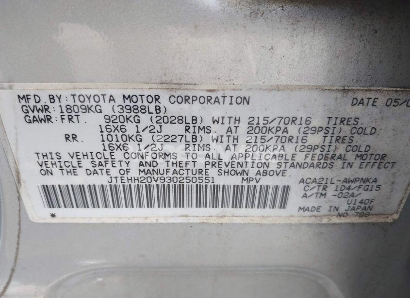 Photo 9 of 2003 Toyota Rav4 (VIN JTEHH20V930250551)