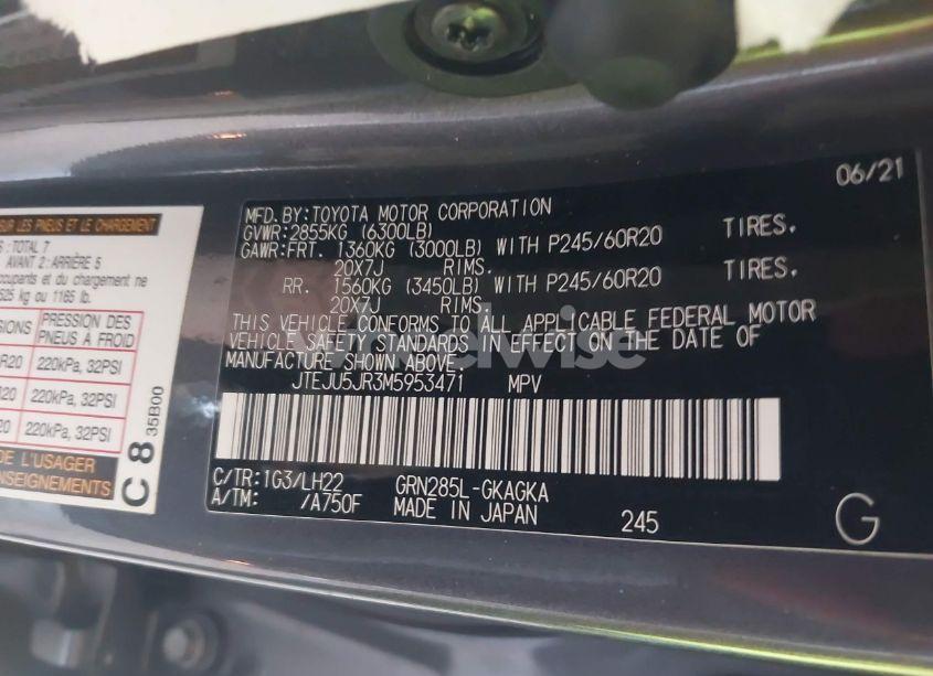 Photo 9 of 2021 Toyota 4runner NIGHTSHADE SPECIAL EDITION (VIN JTEJU5JR3M5953471)