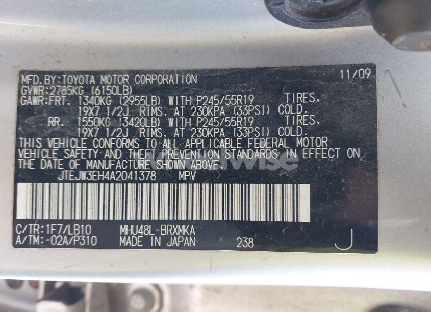 Photo 9 of 2010 Toyota Highlander HYBRID LIMITED V6 (VIN JTEJW3EH4A2041378)