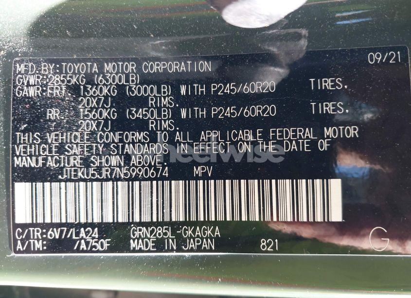 Photo 9 of 2022 Toyota 4runner LIMITED (VIN JTEKU5JR7N5990674)