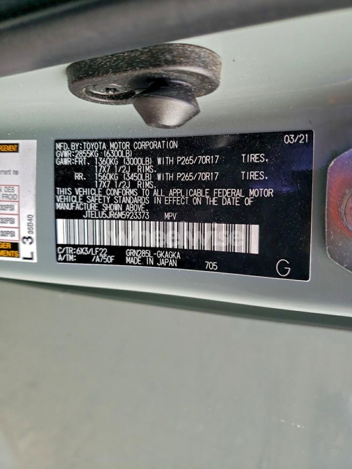 Photo 12 of 2021 TOYOTA 4RUNNER VENTURE (VIN JTELU5JR6M5923373)