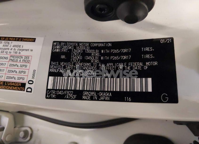 Photo 9 of 2021 Toyota 4runner SR5 (VIN JTEMU5JR0M5902037)