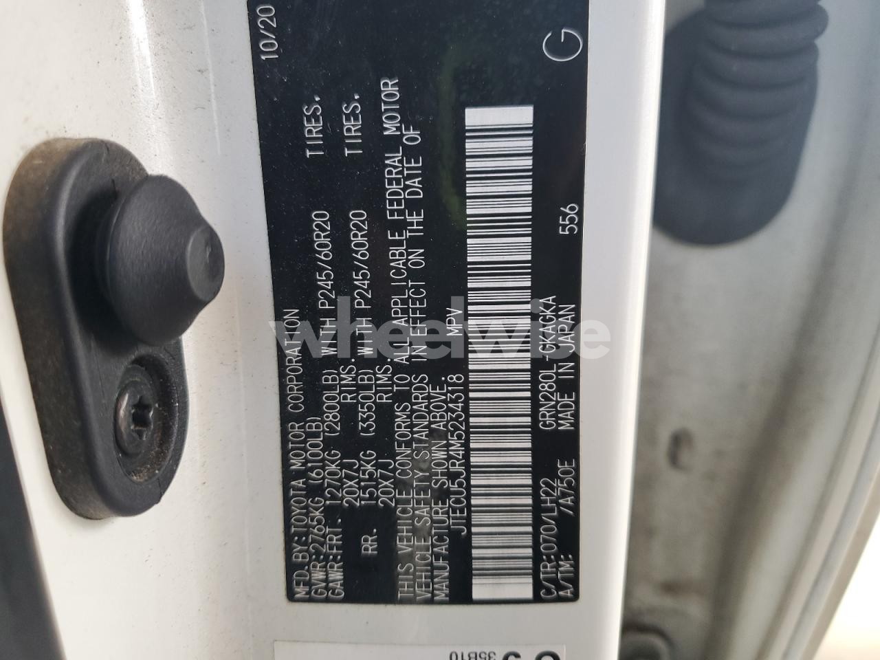 Photo 12 of 2021 TOYOTA 4RUNNER NIGHT SHADE (VIN JTENU5JR1N6064004)