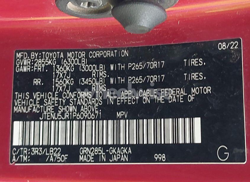 Photo 9 of 2023 Toyota 4runner SR5 PREMIUM (VIN JTENU5JR1P6090671)