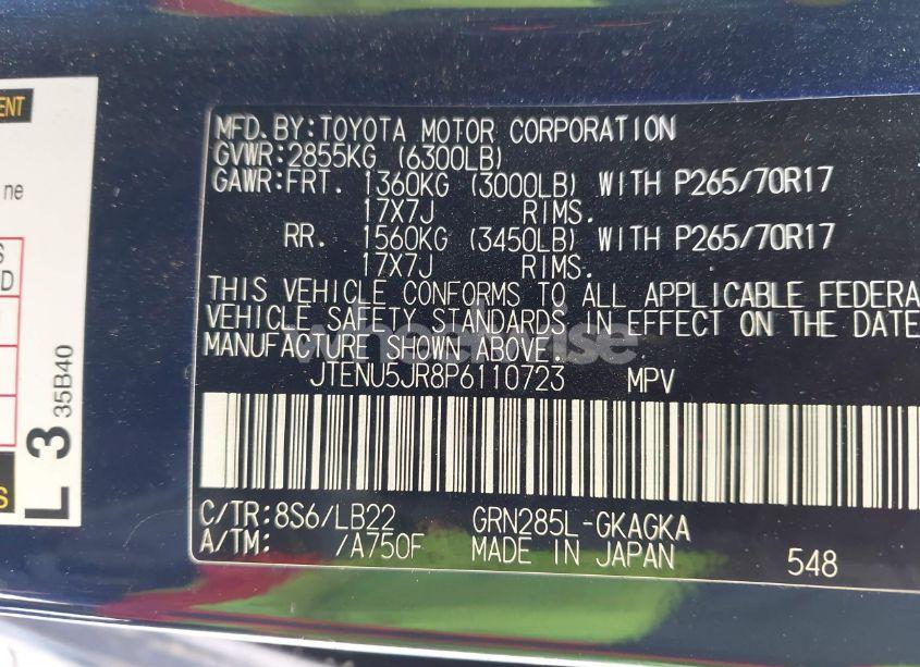 Photo 9 of 2023 Toyota 4runner SR5 PREMIUM (VIN JTENU5JR8P6110723)