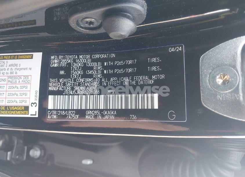 Photo 9 of 2024 Toyota 4runner SR5 PREMIUM (VIN JTENU5JRXR6278088)