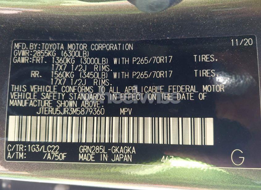 Photo 9 of 2021 Toyota 4runner TRD OFF ROAD PREMIUM (VIN JTERU5JR3M5879360)