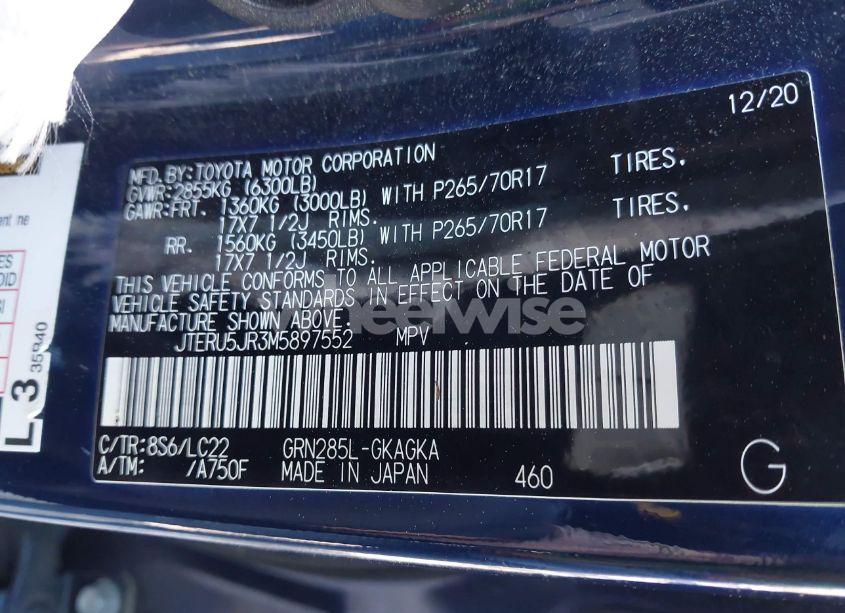 Photo 9 of 2021 Toyota 4runner TRD OFF ROAD PREMIUM (VIN JTERU5JR3M5897552)