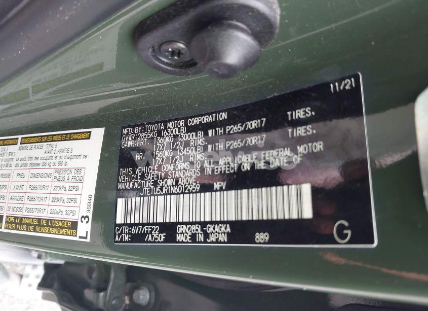 Photo 9 of 2022 Toyota 4runner TRAIL SPECIAL EDITION (VIN JTETU5JR1N6012959)