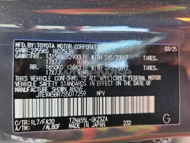 Photo 8 of 2025 TOYOTA 4RUNNER SR5 N/A (VIN JTEVA5BR7S5017259)