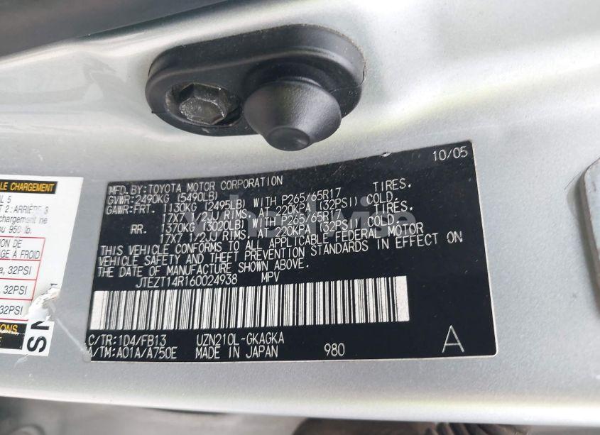 Photo 9 of 2006 Toyota 4runner SR5 SPORT V8 (VIN JTEZT14R160024938)