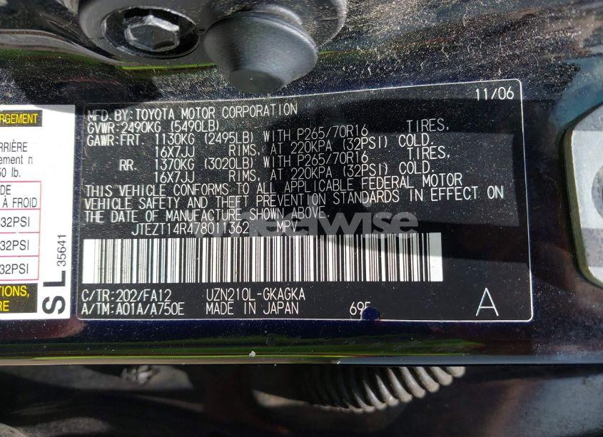 Photo 9 of 2007 Toyota 4runner SR5 V8 (VIN JTEZT14R478011362)