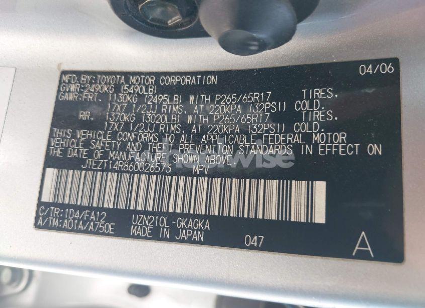 Photo 9 of 2006 Toyota 4runner SR5 V8 (VIN JTEZT14R860026573)