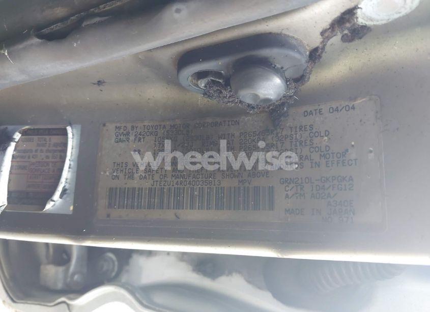 Photo 9 of 2004 Toyota 4runner SR5 V6 (VIN JTEZU14R040035813)