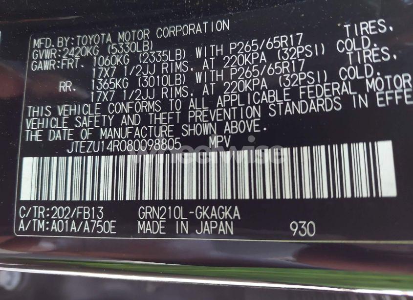 Photo 9 of 2008 Toyota 4runner SPORT V6 (VIN JTEZU14R080098805)