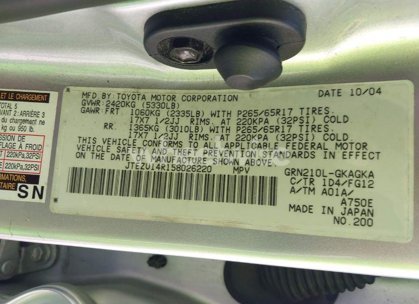 Photo 9 of 2005 Toyota 4runner SR5 V6 (VIN JTEZU14R158026220)