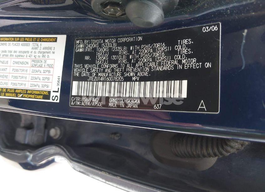 Photo 9 of 2006 Toyota 4runner SR5 V6 (VIN JTEZU14R160078205)