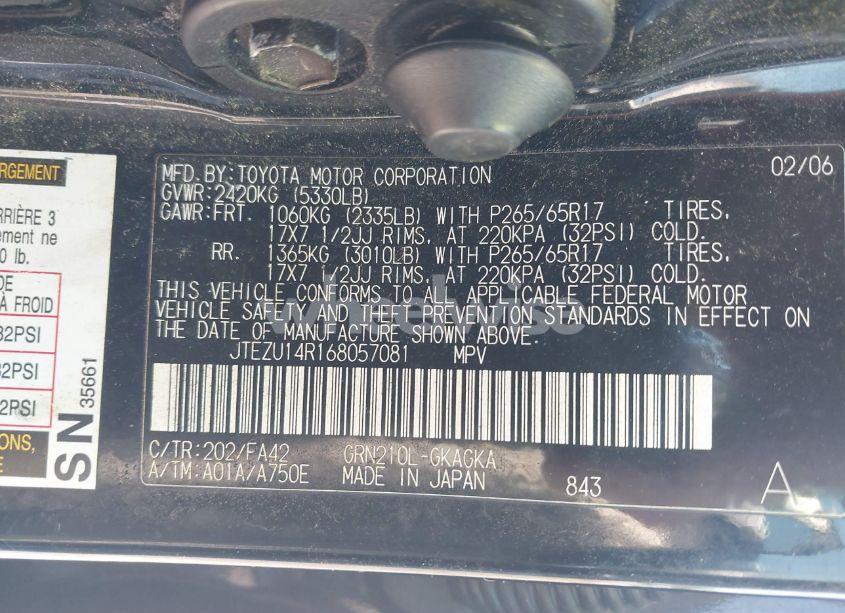 Photo 9 of 2006 Toyota 4runner SR5 V6 (VIN JTEZU14R168057081)
