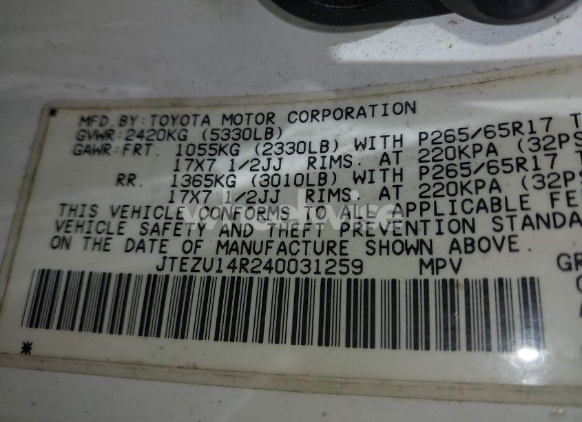 Photo 9 of 2004 Toyota 4runner SR5 V6 (VIN JTEZU14R240031259)