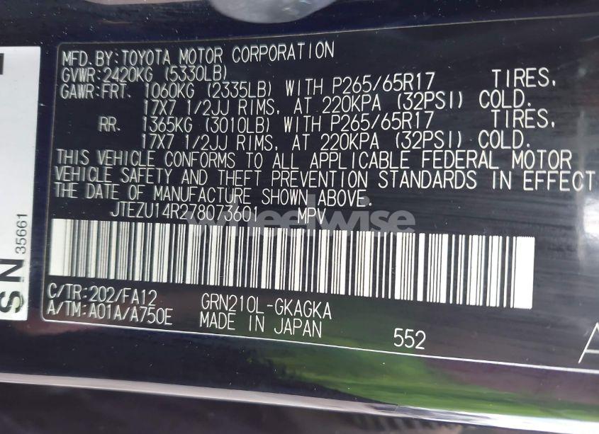 Photo 9 of 2007 Toyota 4runner SPORT V6/SR5 V6 (VIN JTEZU14R278073601)