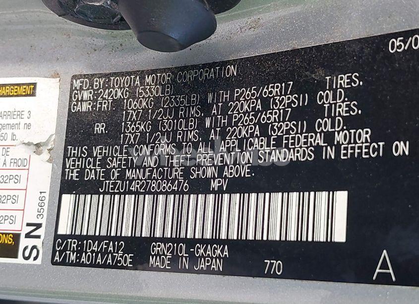 Photo 9 of 2007 Toyota 4runner SR5 V6 (VIN JTEZU14R278086476)