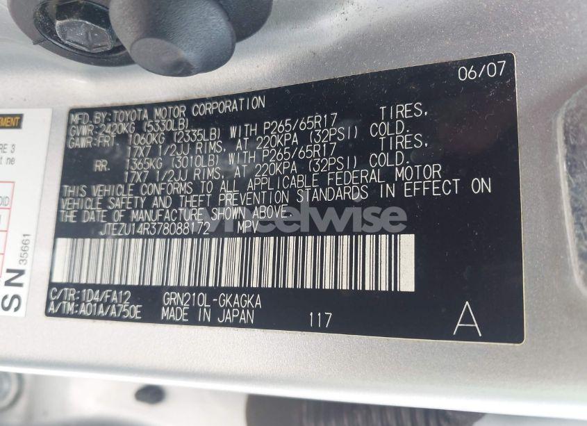 Photo 9 of 2007 Toyota 4runner SR5 V6 (VIN JTEZU14R378088172)