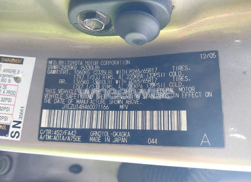 Photo 9 of 2006 Toyota 4runner SR5 V6 (VIN JTEZU14R460071166)