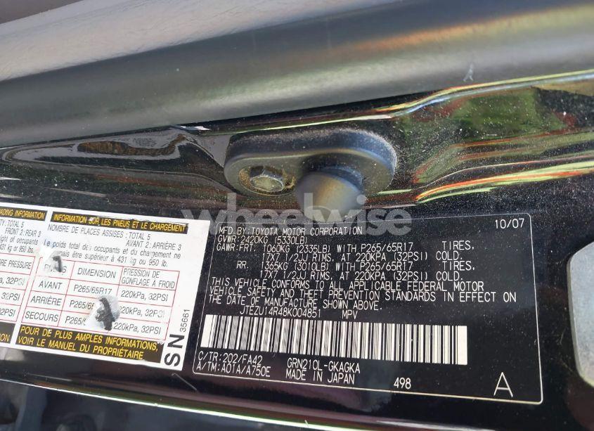 Photo 9 of 2008 Toyota 4runner SR5 V6 (VIN JTEZU14R48K004851)