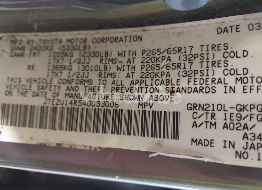 Photo 9 of 2004 Toyota 4runner SR5 V6 (VIN JTEZU14R540033006)