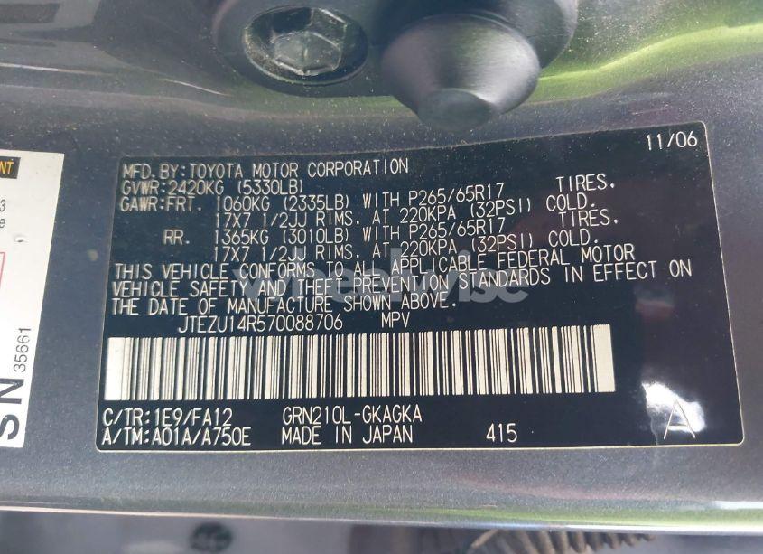 Photo 9 of 2007 Toyota 4runner SR5 V6 (VIN JTEZU14R570088706)