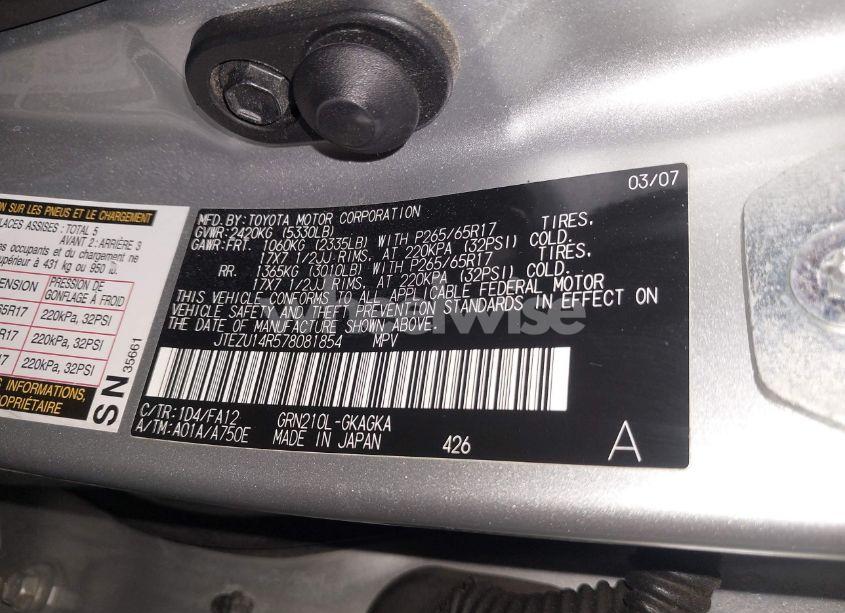 Photo 9 of 2007 Toyota 4runner SR5 V6 (VIN JTEZU14R578081854)