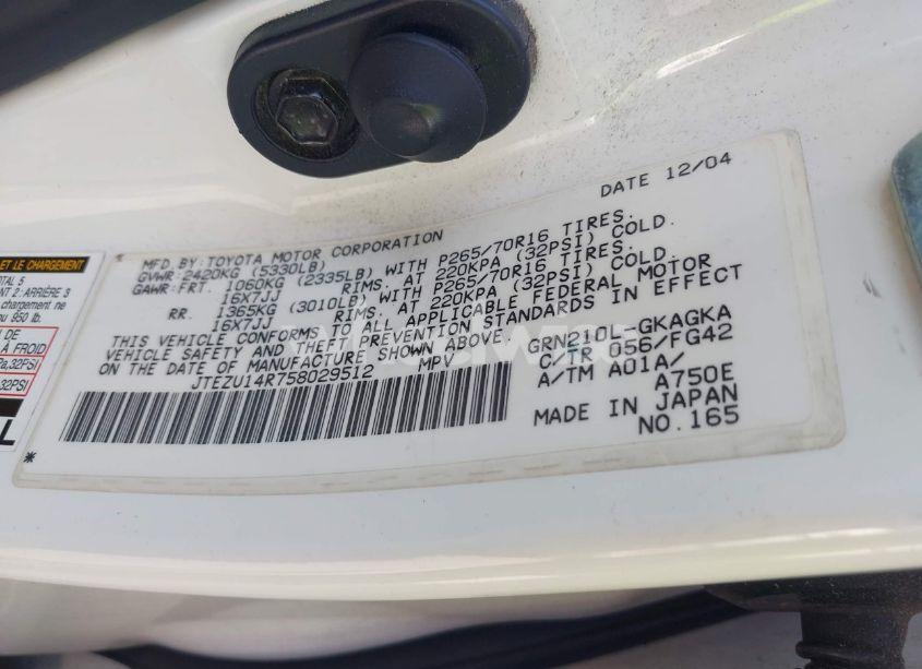 Photo 9 of 2005 Toyota 4runner SR5 V6 (VIN JTEZU14R758029512)