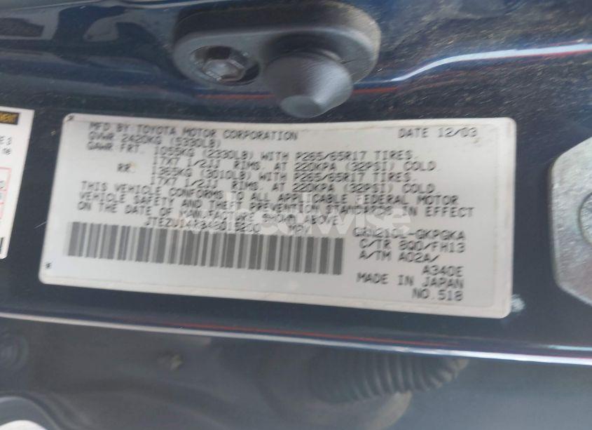 Photo 9 of 2004 Toyota 4runner SR5 SPORT V6 (VIN JTEZU14R848015200)