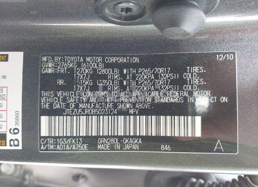 Photo 9 of 2011 Toyota 4runner SR5 V6 (VIN JTEZU5JR0B5023124)