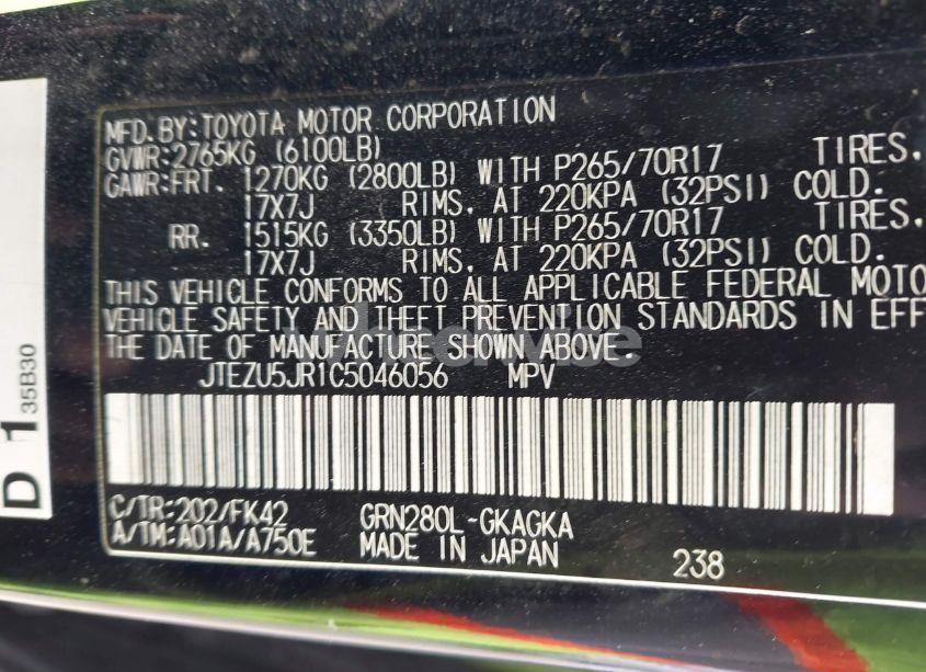 Photo 9 of 2012 Toyota 4runner SR5 (VIN JTEZU5JR1C5046056)