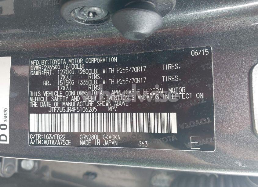 Photo 9 of 2015 Toyota 4runner SR5 (VIN JTEZU5JR4F5106285)