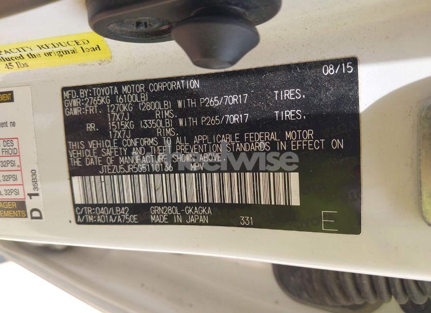 Photo 9 of 2016 Toyota 4runner SR5 PREMIUM (VIN JTEZU5JR5G5110136)