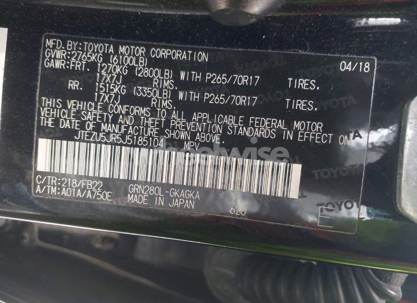 Photo 9 of 2018 Toyota 4runner SR5 (VIN JTEZU5JR5J5185104)