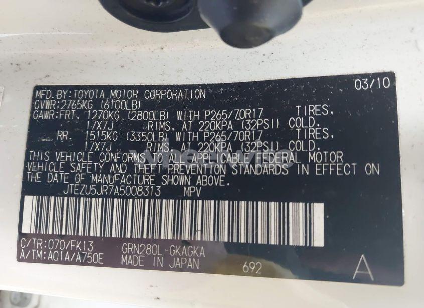 Photo 9 of 2010 Toyota 4runner SR5 V6 (VIN JTEZU5JR7A5008313)