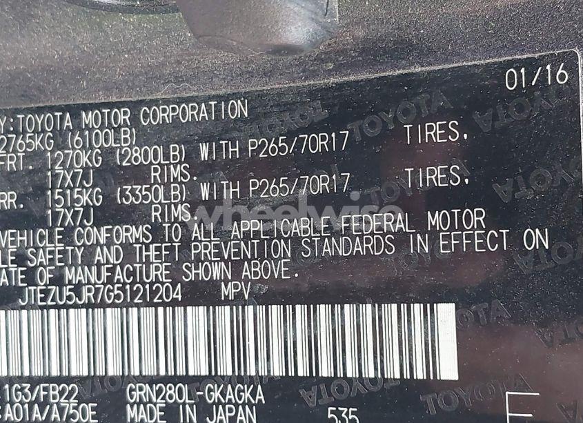 Photo 9 of 2016 Toyota 4runner SR5 (VIN JTEZU5JR7G5121204)