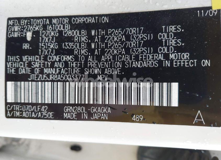 Photo 9 of 2010 Toyota 4runner SR5 V6 (VIN JTEZU5JR8A5003377)