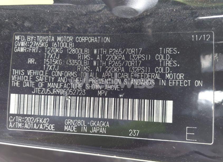 Photo 9 of 2013 Toyota 4runner SR5 (VIN JTEZU5JR9D5052723)