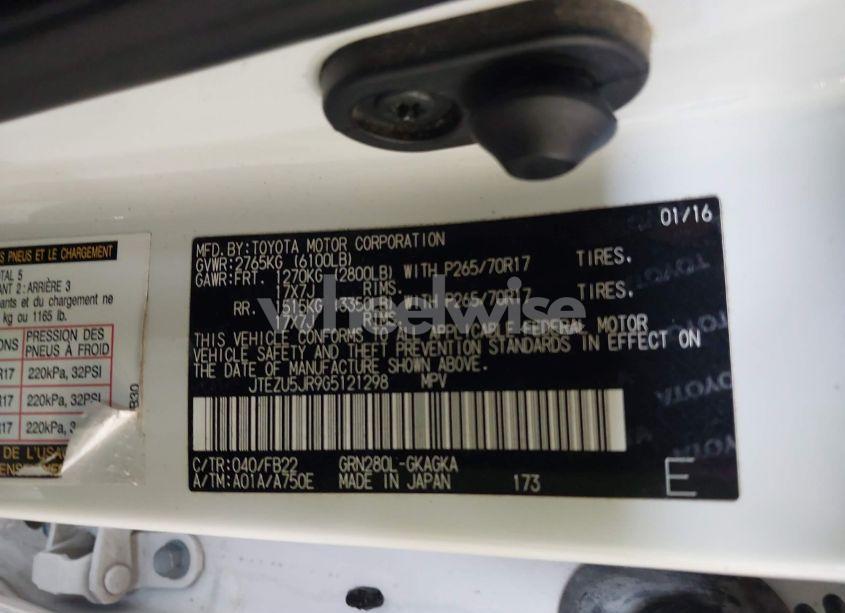 Photo 9 of 2016 Toyota 4runner SR5 (VIN JTEZU5JR9G5121298)